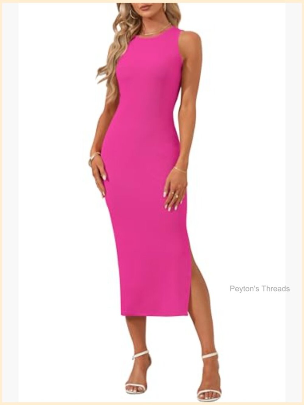 Sleeveless Knit Tank Midi Bodycon Dress Summer Casual - Picture 5 of 7